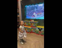 Collab KaleSaladIG - little girl watching christmas parade in disney store