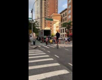 Collab WINY - Man ride tall unicycle on bike lane