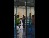 Guy group workout class only moves arms