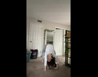 Lady Leans Backward then Cat Hits Her