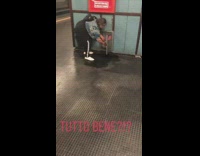 woman denim jacket fills balloon with water