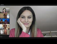 Pink jacket lady zoom green screen clone