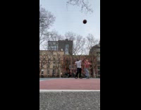 Couple trips on each other while playing basketball 