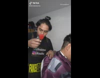 Barber guy does buss it challenge 