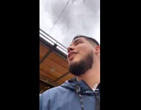 Couple Walking on Street Girl Runs Into Pole