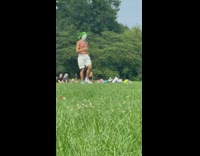 Shirtless joker films tiktok video at park 