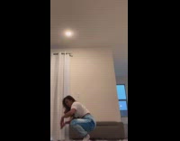 Girl WAP dance white dog blocks phone 