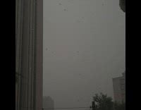 Lightning struck top of building slow motion