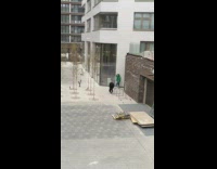 Woman geen jacket face mask photo shoot