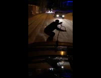 Man pulled by car falls while snowboarding