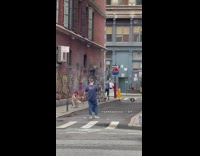 3 guys play golf in an alley 