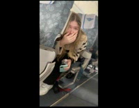 Collab ClipsIG - Woman nervous laughs while in flight drill