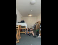 Woman recording tiktok trips over electrical wire and falls