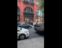 Car filled with trash window covered with plastic