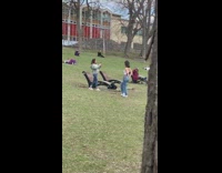 Girl white tube top jeans cold park