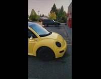 Blue and yellow volkswagen bug truck 