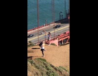 Girl shorts white shirt golden gate bridge