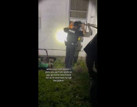 Police officer wakes sleeping boyfriend