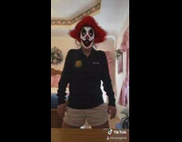 Clown filter scary unexpected black jacket girl