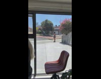 Girl floral dress walk pose street chair