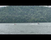 Person falls off water tube