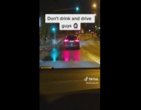 Car on street swerving driver is drunk