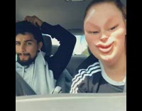 Funny face filter couple car adidas shirt