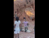 Three women photo shoot crew canyon sunset Part 2