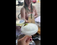 Garnish on glass jumps from another glass