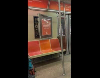 Broken sign poster door on subway train swings open and close