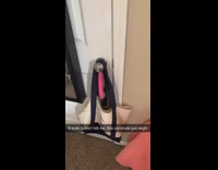 Woman commutes to dinner table