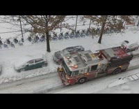 Firetruck driving by while playing christmas music