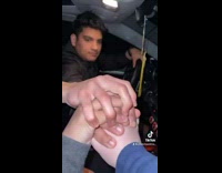 Group of guys handshake and then drive forward reverse 