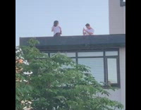 Woman white shirt handbag photo shoot balcony