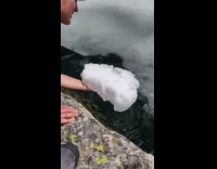 Guy brown cap lift thick ice lake