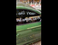 Parked green car full of spray paint part 2