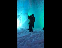 Woman dress photo shoot lighted ice caves