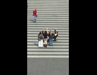 Four women dances lower for street video