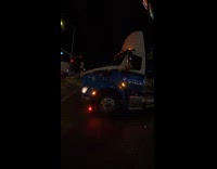 Truck honks at biker gets excited 