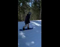 snowboarder almost runs into tree fall