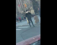 Man play guitar large mirror on street