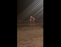 Couple tiktok dance beach shore at night Part 3