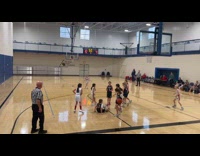 Young girl half court buzzer beater basketball shot