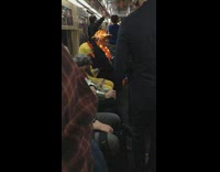 Man subway train hat leaves lights