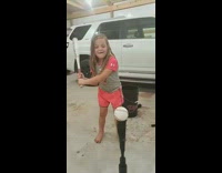 Little girl baseball tooth slow motion