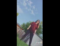 Brown dog knocks girl down tiktok dance 
