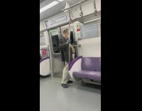 Man sways around on train 