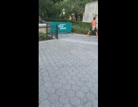 Barefoot guy black shorts holds railing park 