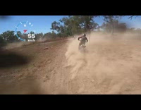 Guy rides blue white dirt bike fail