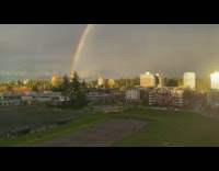 Time lapse of double rainbow appears on the sky